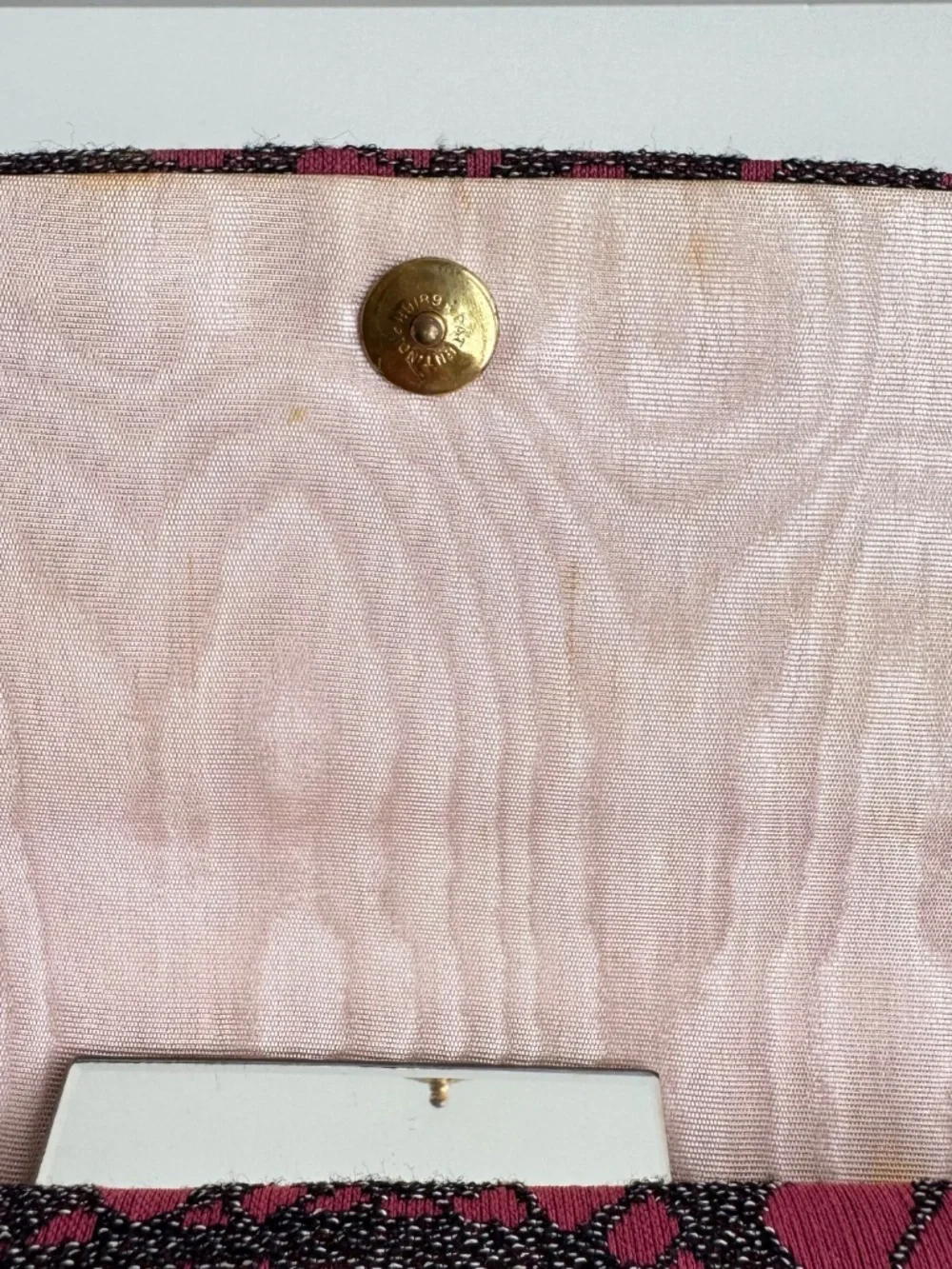 Vintage Pink Black Fabric Clutch Evening Bag Wedding Purse Formal Party Makeup